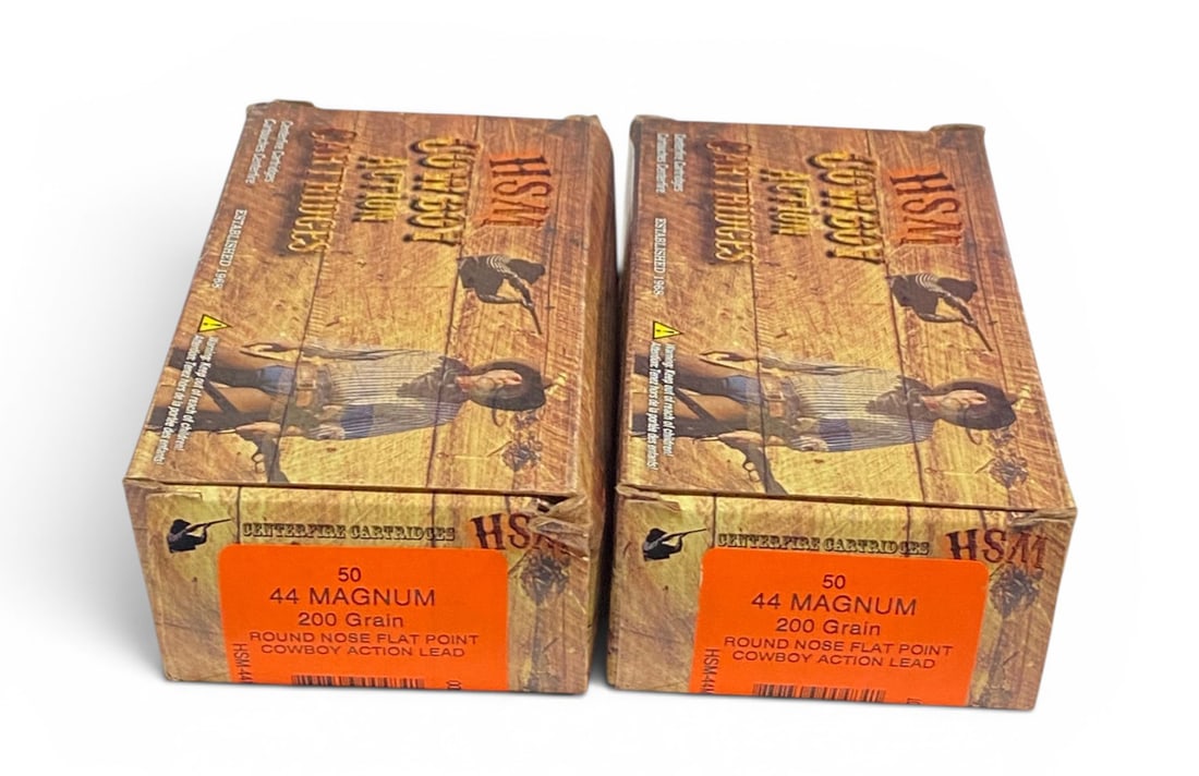 NIB 100rds. of .44 MAGNUM 200gr. RNFP HSM Cowboy Action Cartridges Ammunition (1 of 1)