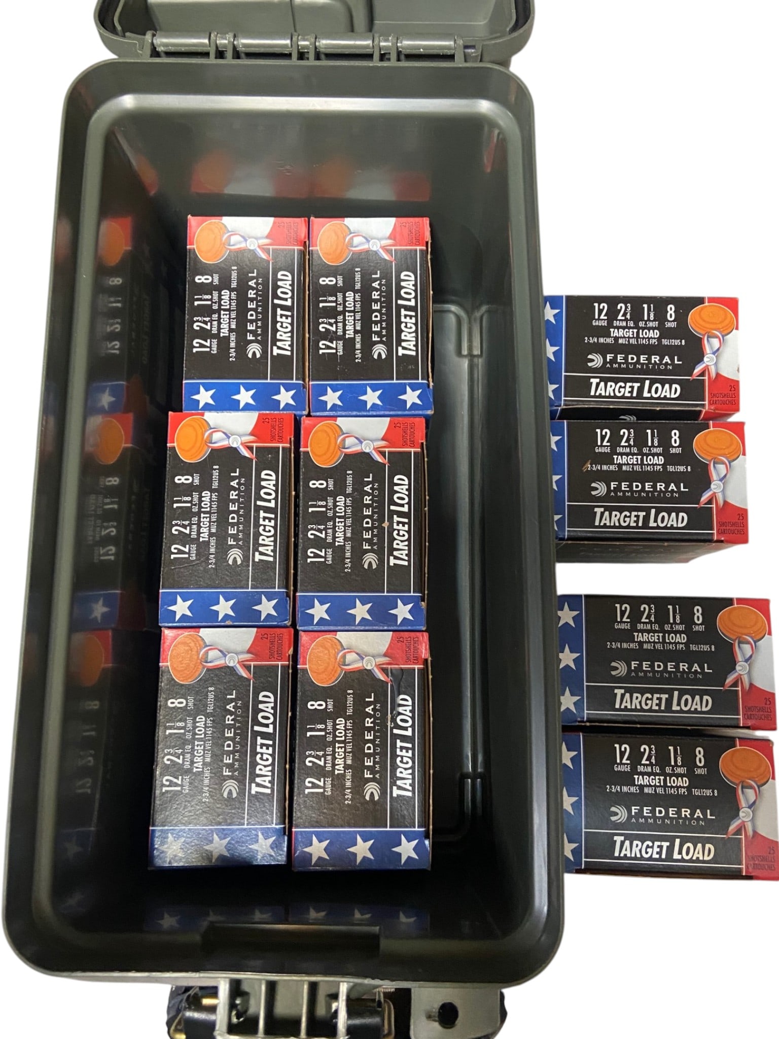 NIB 250rds. of 12 GA. 2.75” 8-Shot Federal Target Load Shotgun Ammunition in Oversized Ammo Ca - 2