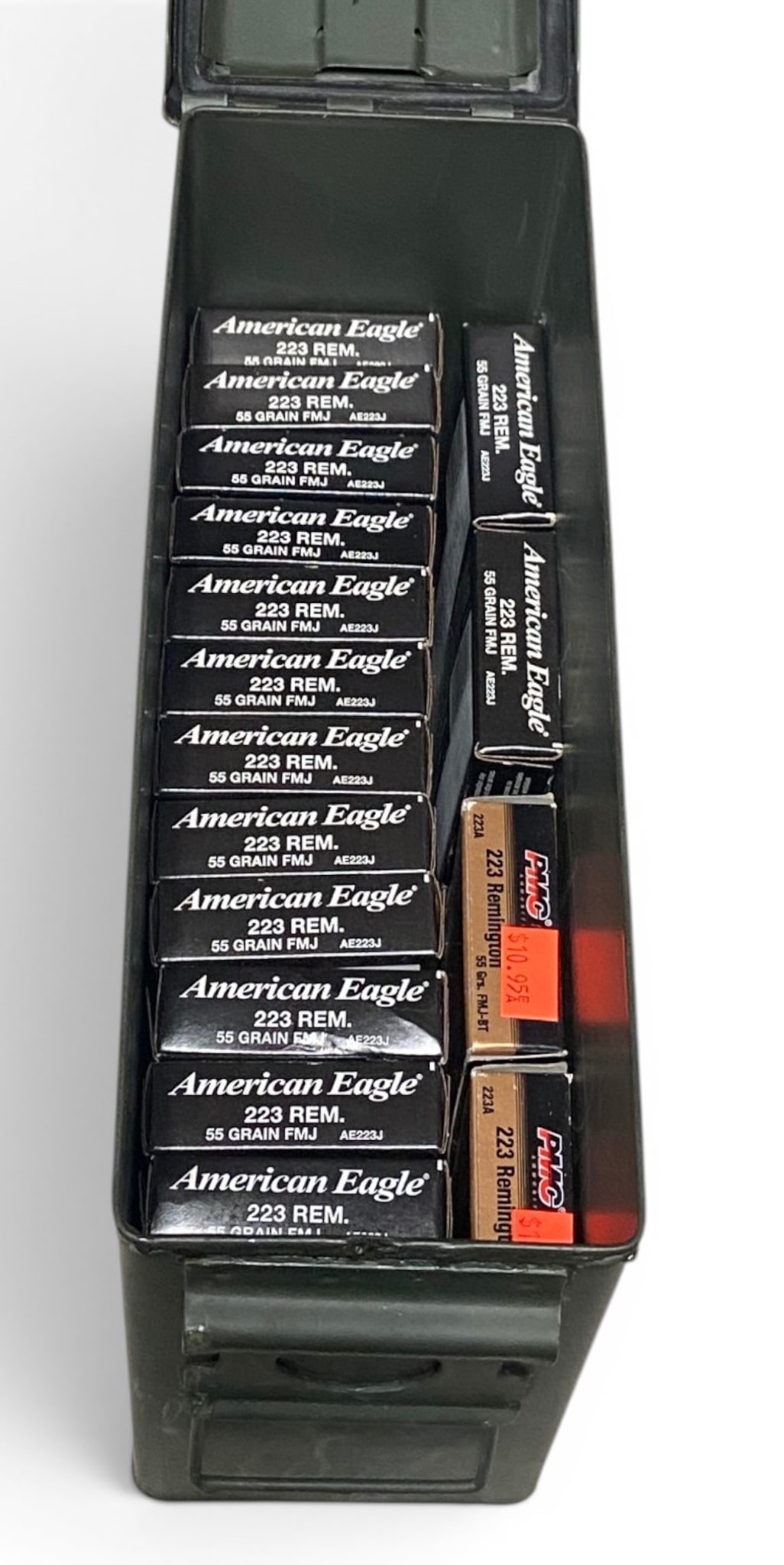 NIB 340rds. of .223 REM. Ammunition in Ammo Can: See photos for what’s all here. Includes American Eagle and PMC