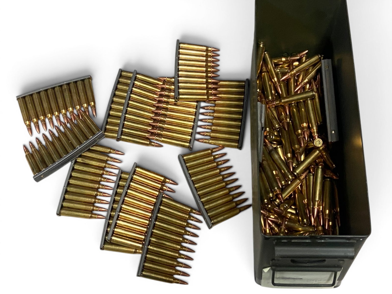 Approx. 12 Lbs. Of .223 REM. 55gr. FMJ Federal Ammunition in Ammo Can (Some on Stripper Clips) - 2
