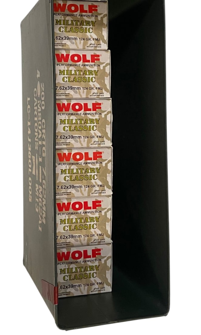 NIB 240rds. of 7.62x39 124gr. FMJ Wolf Military Classic Ammunition in Ammo Can - 2