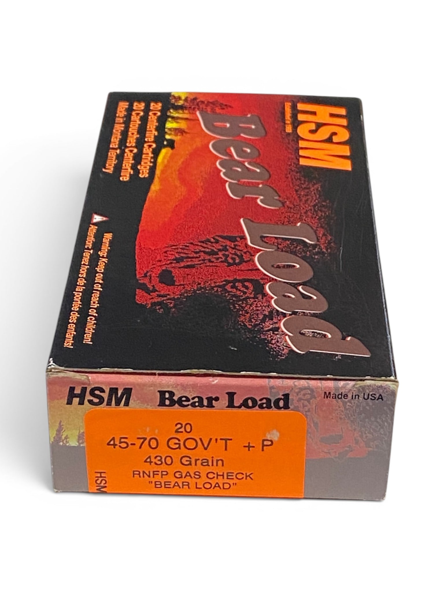 NIB 20rds. of .45-70 GOVT. +P 430gr. RNFP Gas Check “Bear Load” HSM Ammo: See photo(s)