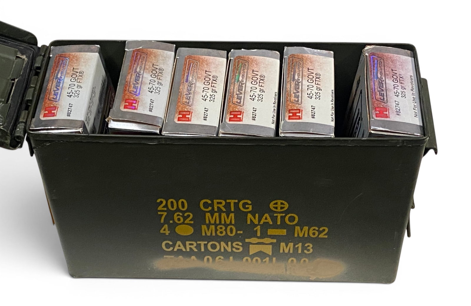 WOW! NIB 120rds. of .45-70 GOVT. 325gr. FTX Hornady LeverEvolution Ammo in Can (1 of 2)