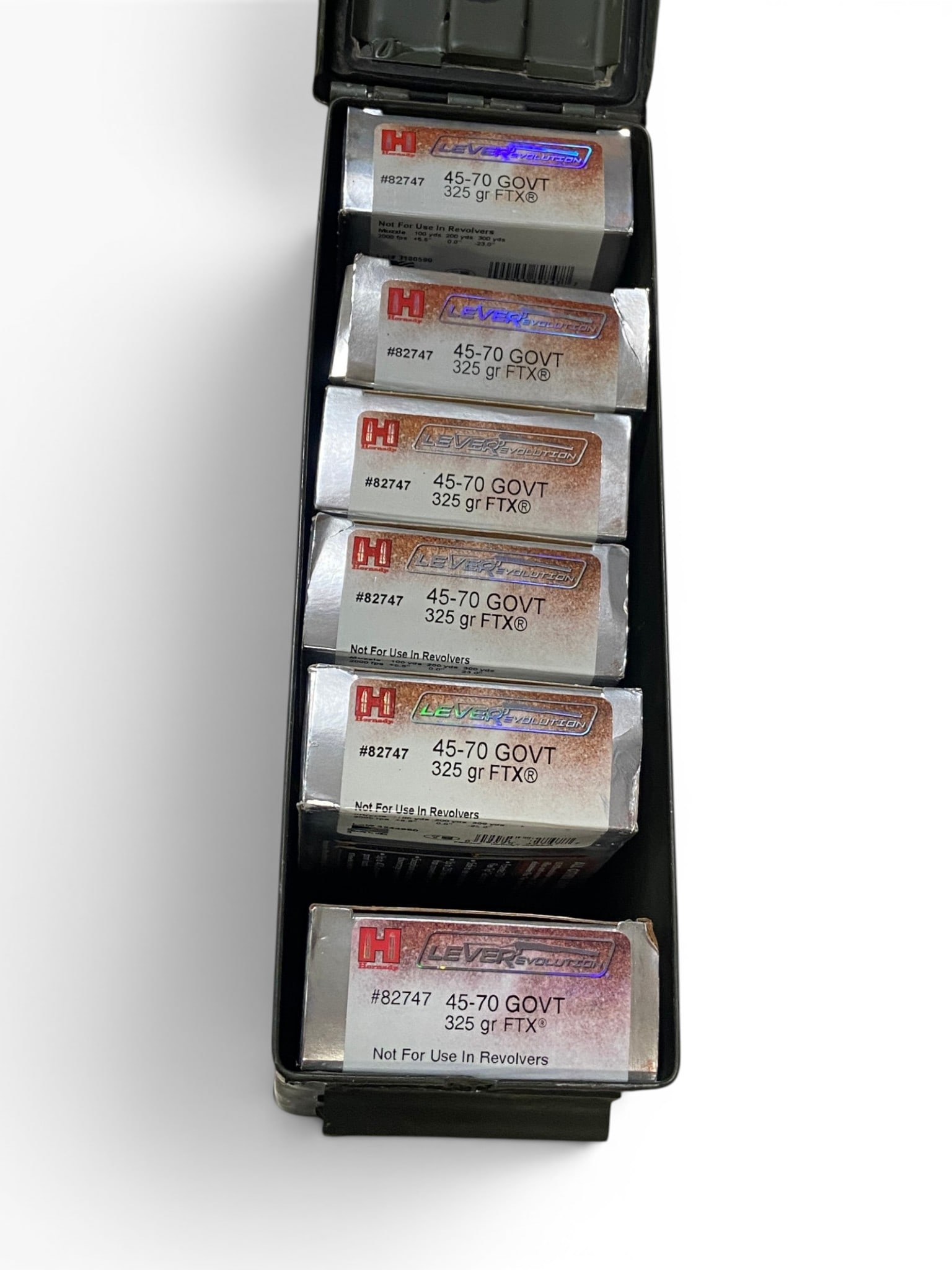 WOW! NIB 120rds. of .45-70 GOVT. 325gr. FTX Hornady LeverEvolution Ammo in Can - 2