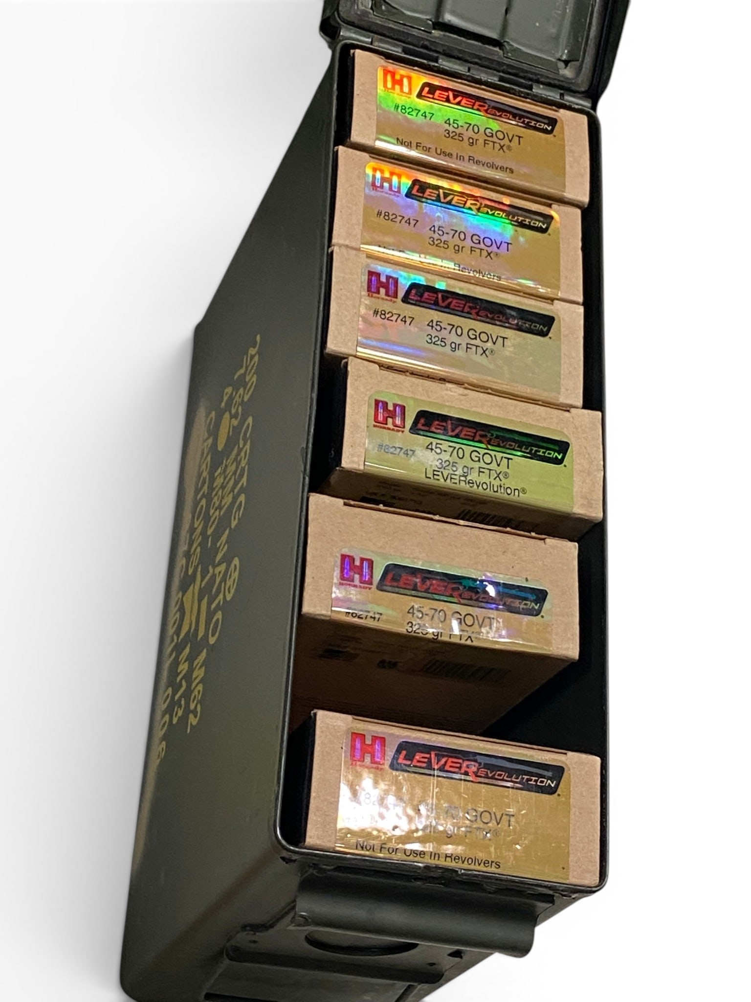 WOW! NIB 120rds. of .45-70 GOVT. 325gr. FTX Hornady LeverEvolution Ammo in Can (1 of 2)