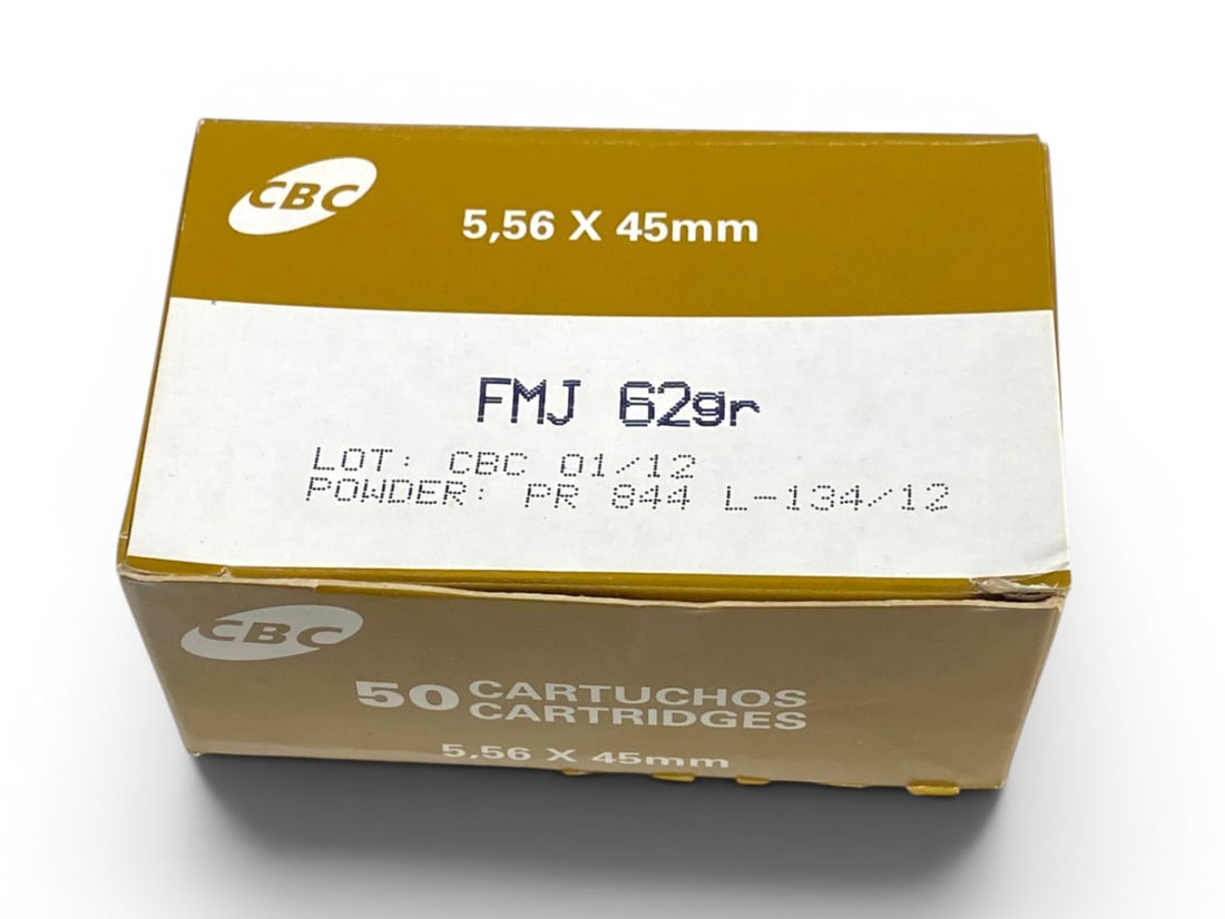 NIB 50rds. of 5.56x45mm 62gr. FMJ CBC Ammunition: High quality, expensive ammunition