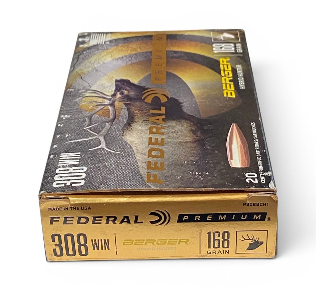 NIB 20rds. of .308 WIN. 168gr. Federal Premium Berger Hybrid Hunter Ammunition: High quality, expensive ammunition