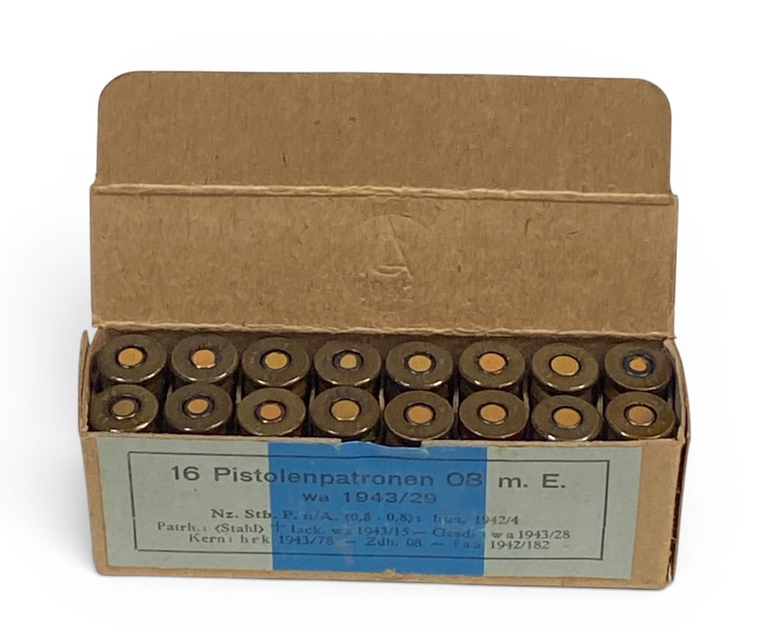 16rds. of Original German WWII 1943 9mm Luger Collectible Ammunition - 2