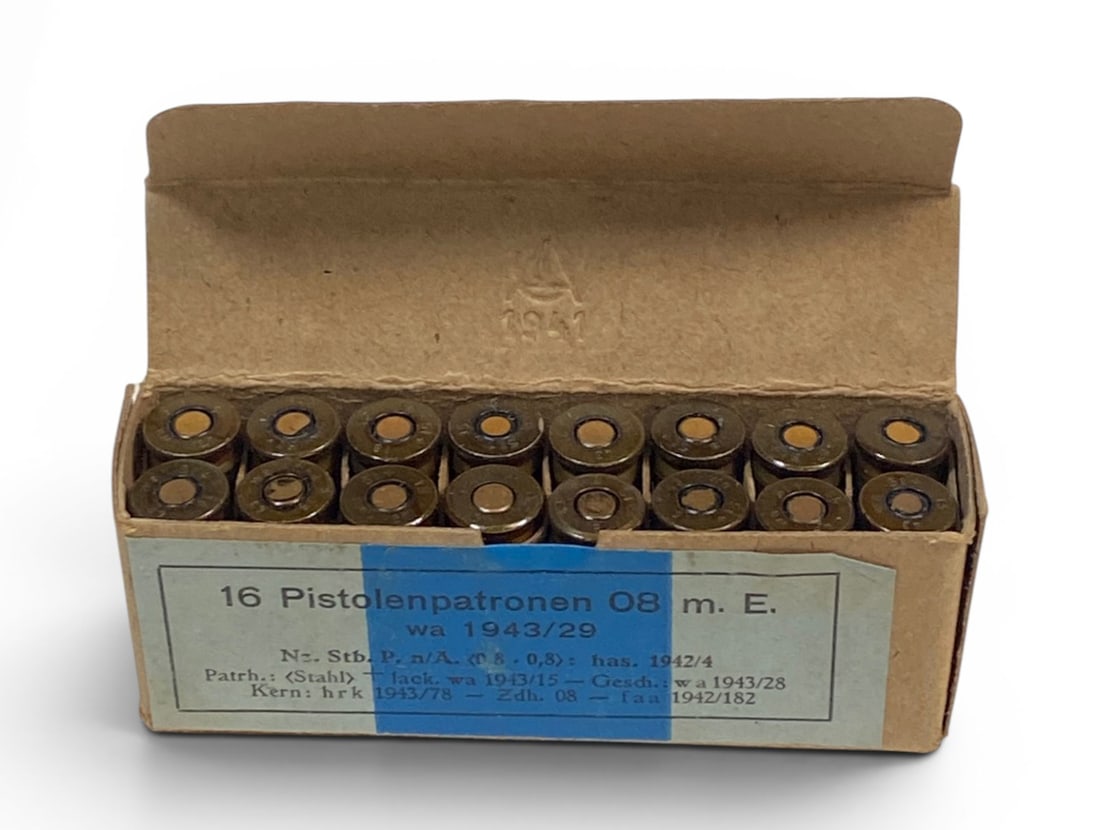 16rds. of Original German WWII 1943 9mm Luger Collectible Ammunition - 2