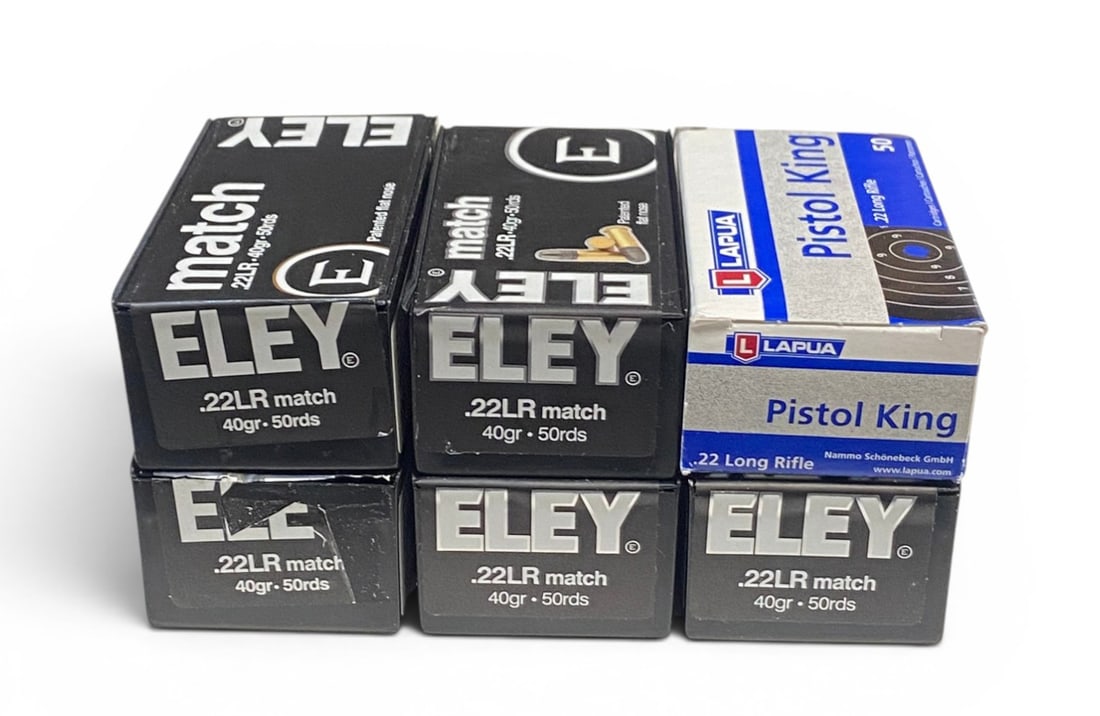 NIB 250rds. of .22 LR Match 40gr. Eley and NIB 50rds. of .22 LR Lapua Pistol King Ammunition: See photo(s)