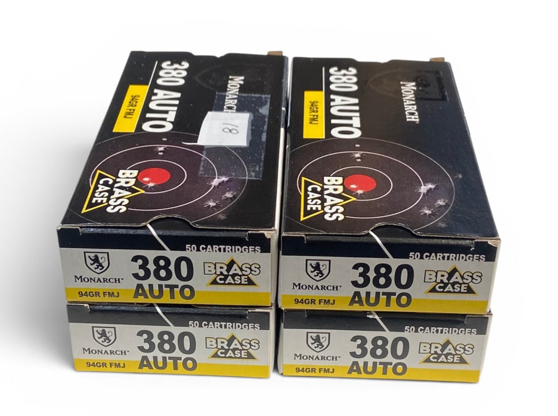 NIB 168rds. of .380 AUTO 94gr. FMJ Brass Monarch Ammunition: See photo(s)