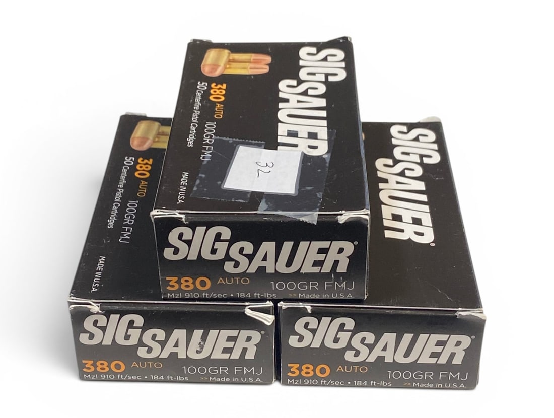 NIB 132rds. of .380 AUTO 100gr. FMJ Sig Sauer Ammunition (1 of 1)