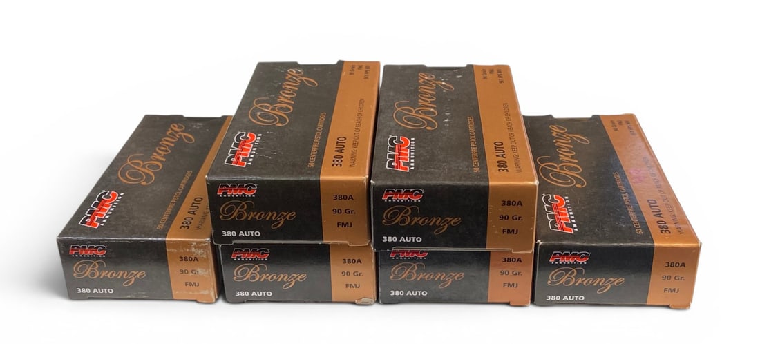 NIB 278rds. of .380 AUTO 90gr. FMJ PMC Bronze Ammunition: See photo(s)