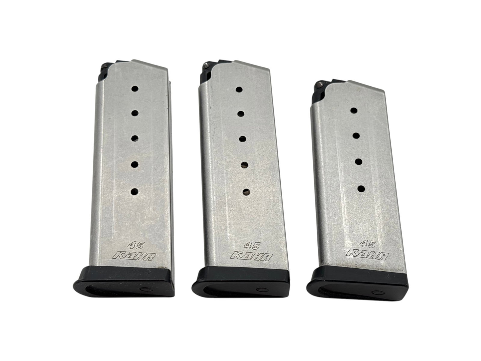 (3) KAHR PM45/CM45/CW45/P45 .45 ACP 5 & 6-round Stainless Magazines (1 of 4)