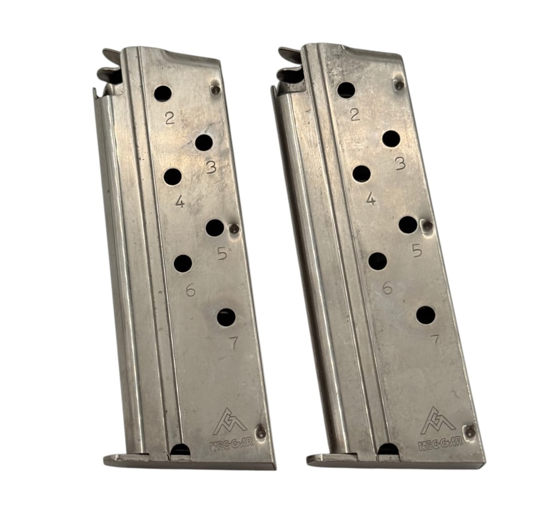 (2) Mec-Gar 1911 Officer / Compact .40 S&W 7-Round Steel Magazines: See photo(s)