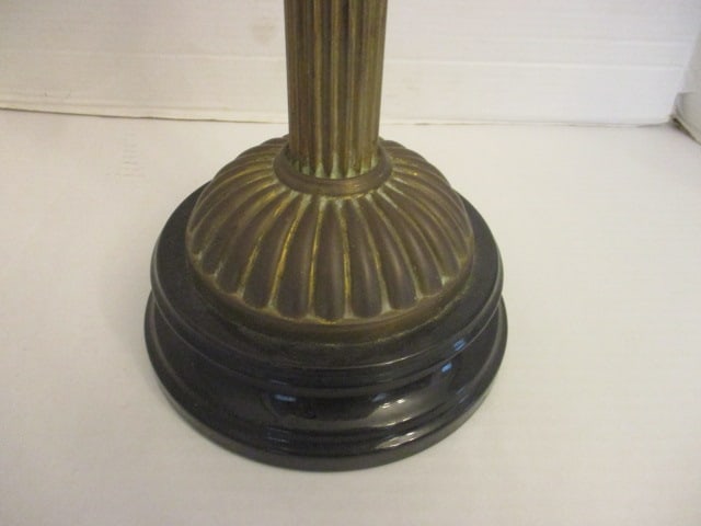 Pink Satin Hurricane Lamp Floral Etched Shade "Banquet Lamp" - 4