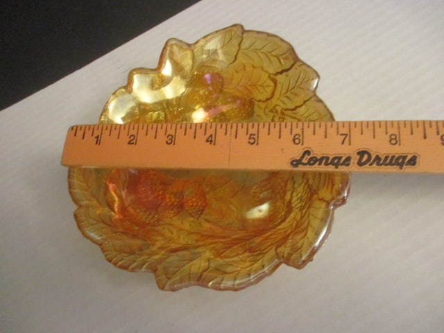 Carnival Glass Marigold, Berry Bowl and Daisy leaf dish - 5