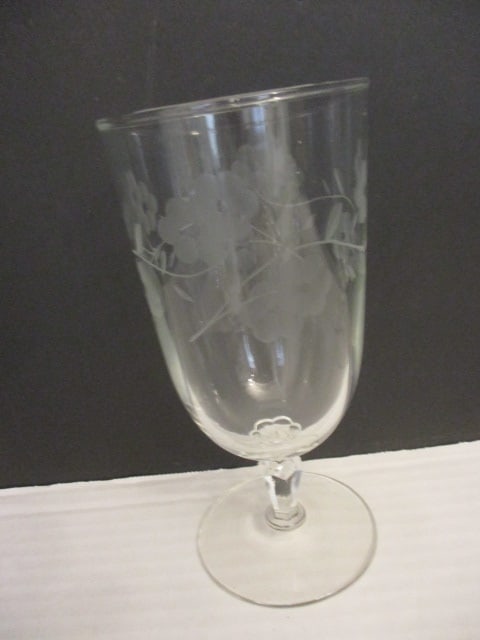 Vintage Etched Floral Stemware Goblets; 10 pcs - 2