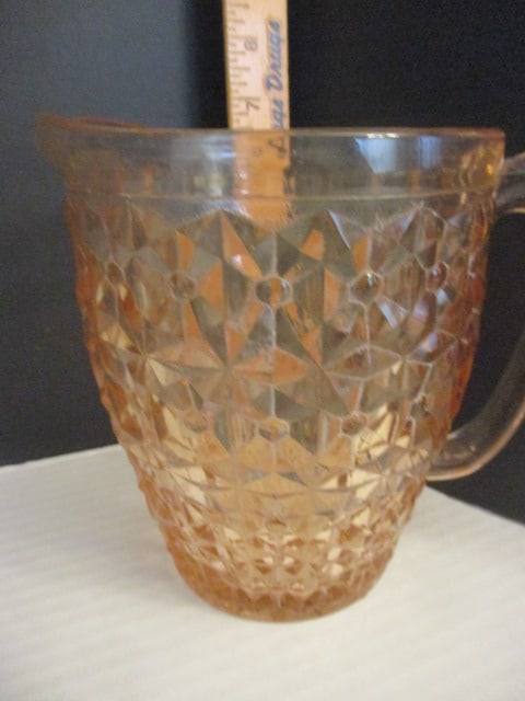 Pink Depression Pressed Glass Pitcher - 4