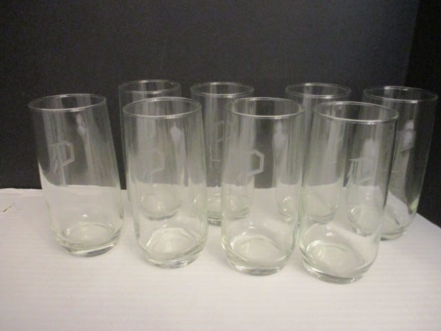 8 Glasses - P initial: 6 inches