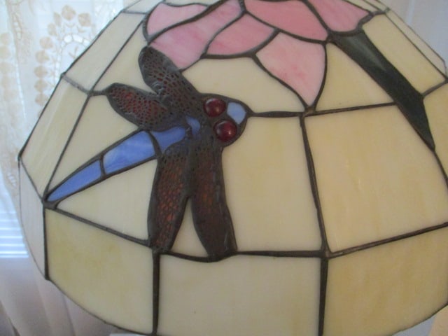 Tiffany Style Stained Glass, Dragonfly Lamp - 2