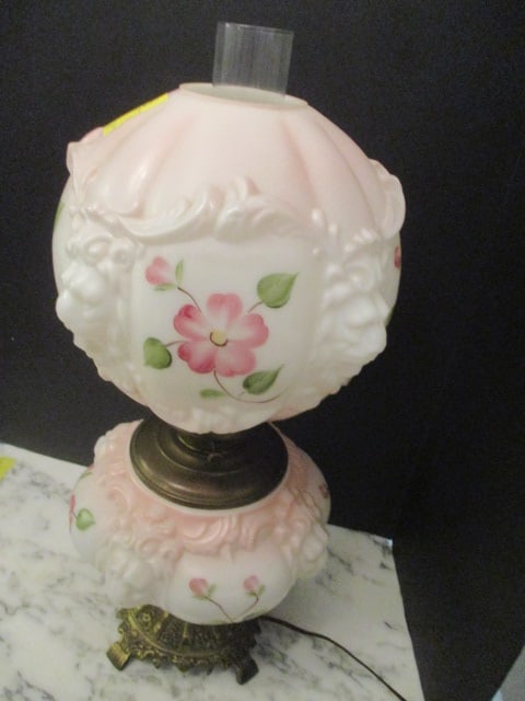 Victorian Revival Pink Satin Parlor Lamp (1 of 7)