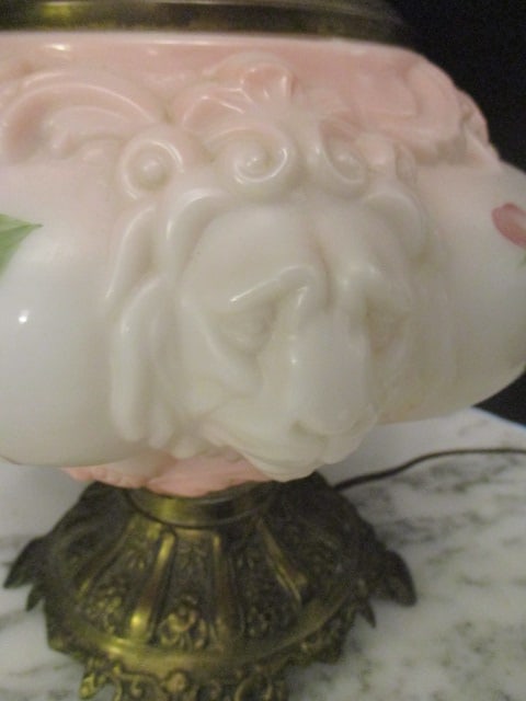 Victorian Revival Pink Satin Parlor Lamp - 3