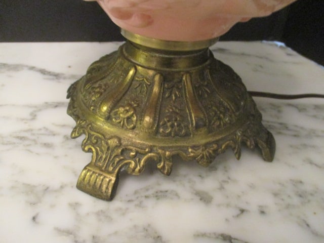 Victorian Revival Pink Satin Parlor Lamp - 4