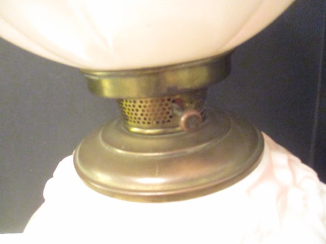 Victorian Revival Pink Satin Parlor Lamp - 5