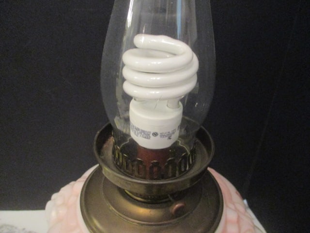 Victorian Revival Pink Satin Parlor Lamp - 6