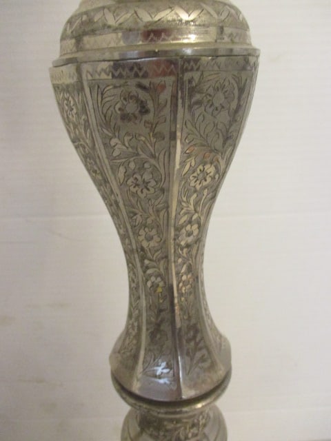 Large Engraved Metal Candle Holders - 2