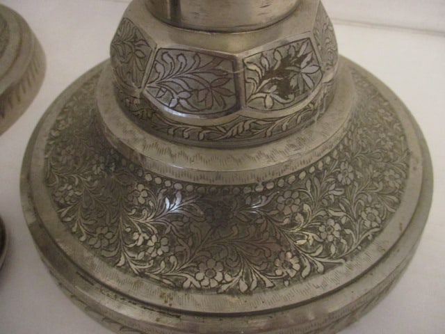 Large Engraved Metal Candle Holders - 3
