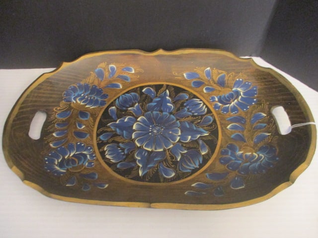 Hand Painted Folk Art Wood Tray: .