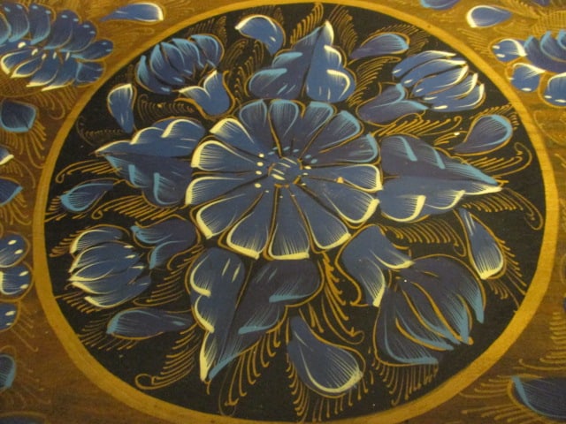 Hand Painted Folk Art Wood Tray - 2