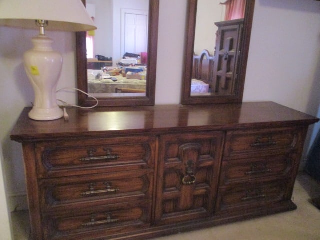 Burlington House Dresser with 2 Mirrors: Dresser (74" long x 19" deep x 30-1/2" tall); Mirrors (50" tall x 20" wide each) Bring help to load