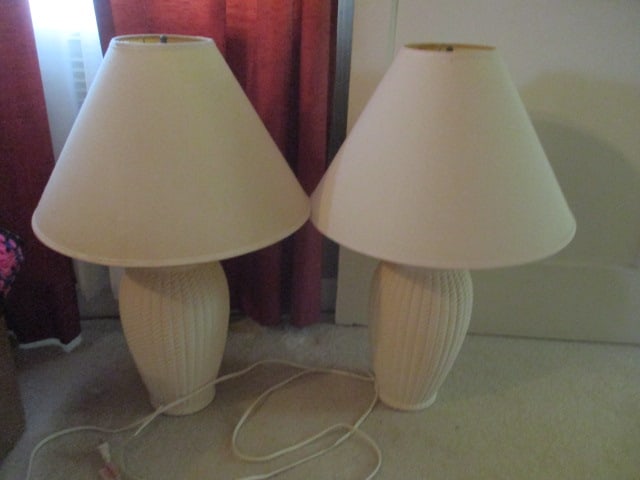 Pair Lamps: 28 inches with shades