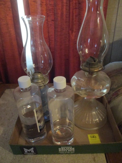 2 Oil Lamps & Oil: 1 older lamp