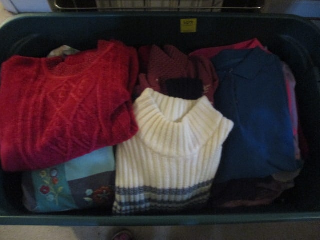 Tote Full of Ladies Sweaters & Blouses: Small, medium, size 10 & 12, more ; petites also