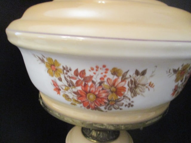 Floral Satin Glass Hurricane Lamp - 2
