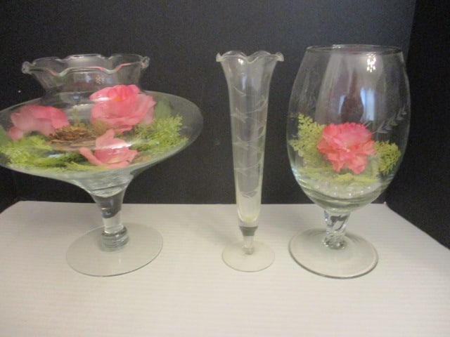 3pc Glass Vases: .