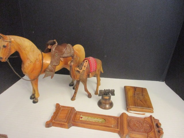 Horse, Camel, Small wood Bible, Bell, Thermometer: .