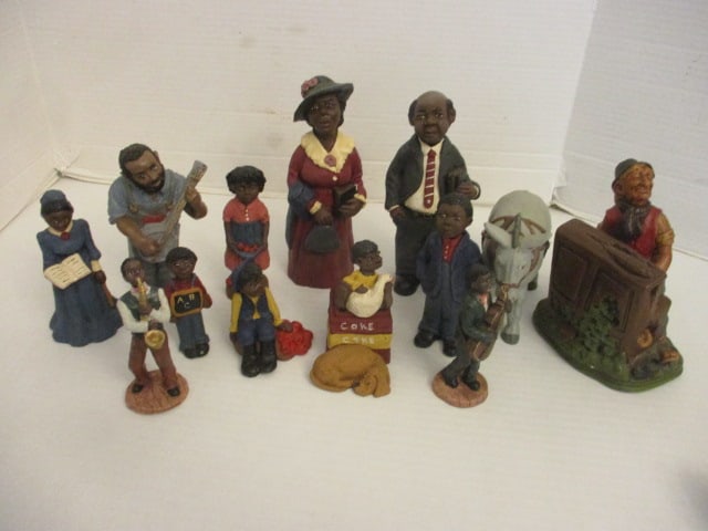 Black Americana Folk Art Pieces: Some signed and dated (C. Davis '90 & '91)