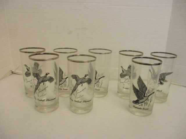 8 Silver Rim Goose Glasses,: 6 inches