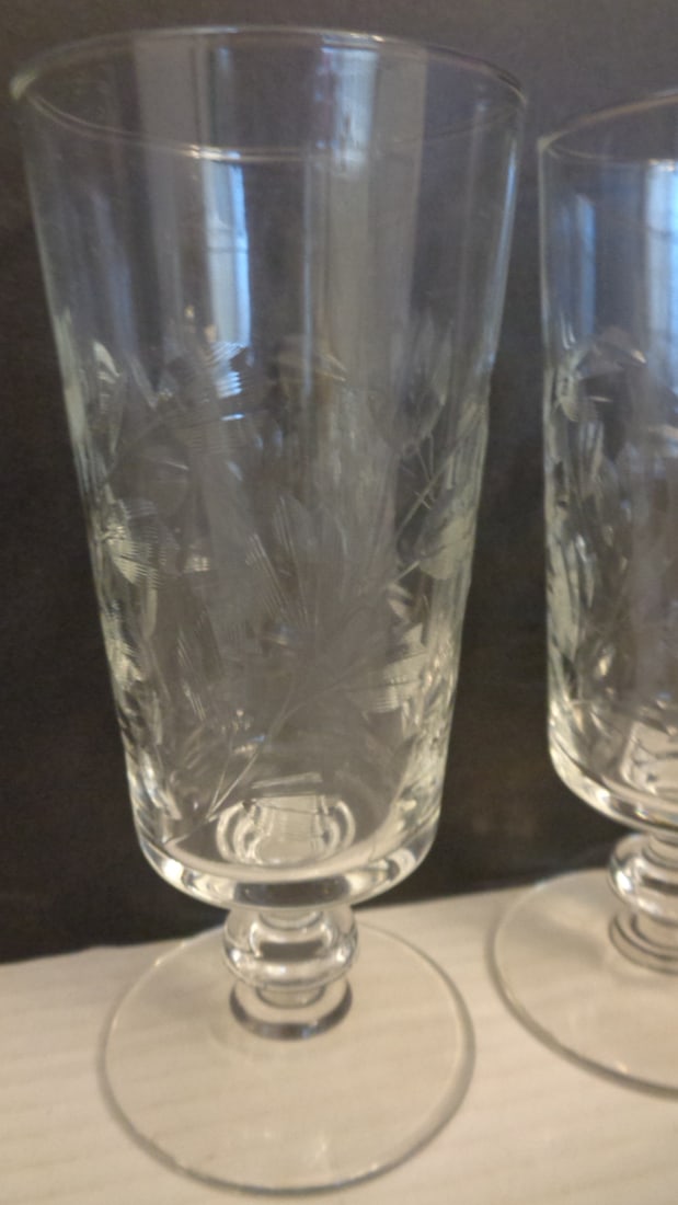Etched Crystal Ice Tea Glasses - 2