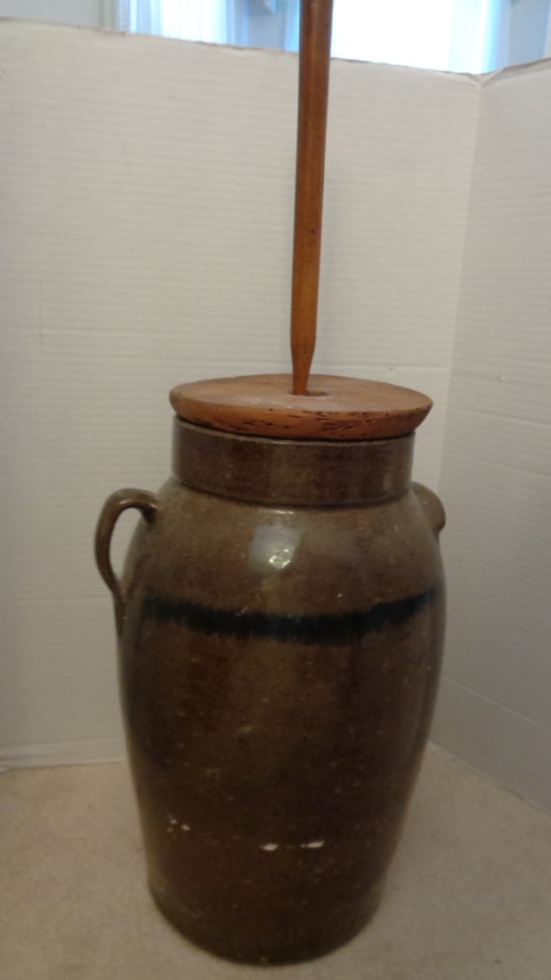 Antique Stoneware Butter Churn Crock (1 of 6)