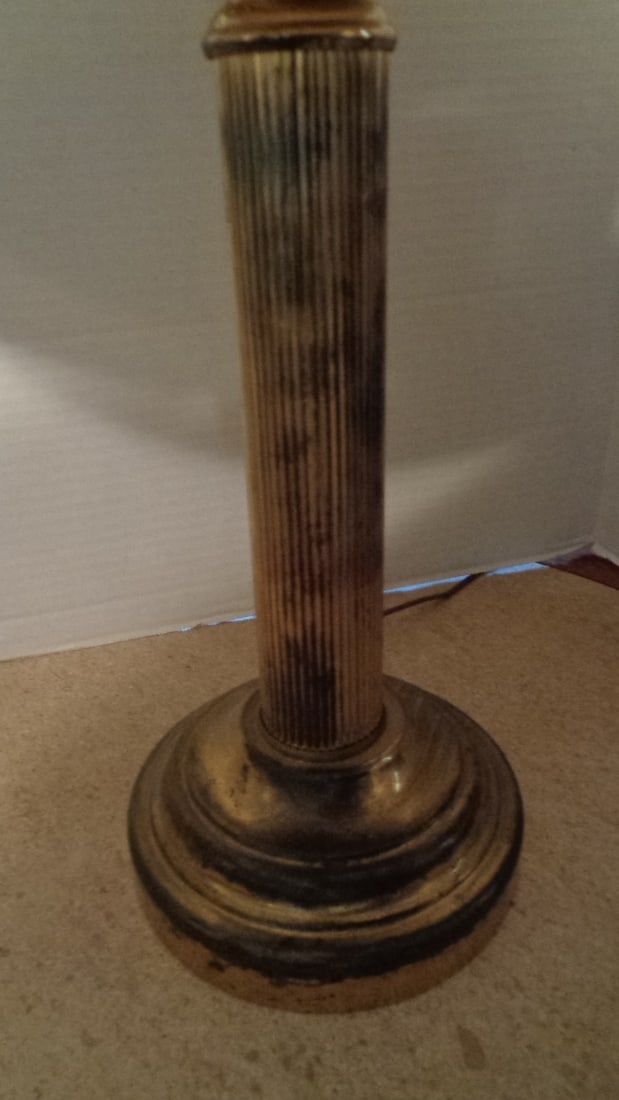 Brass Type Lamp & Shade - 2