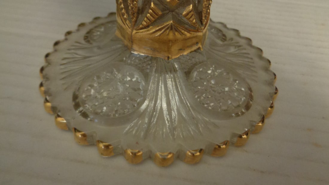 Vintage Amber Pressed Glass Trumpet Vase - 2