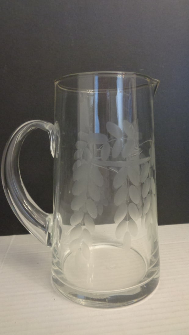 Etched Glass Pitcher (1 of 2)