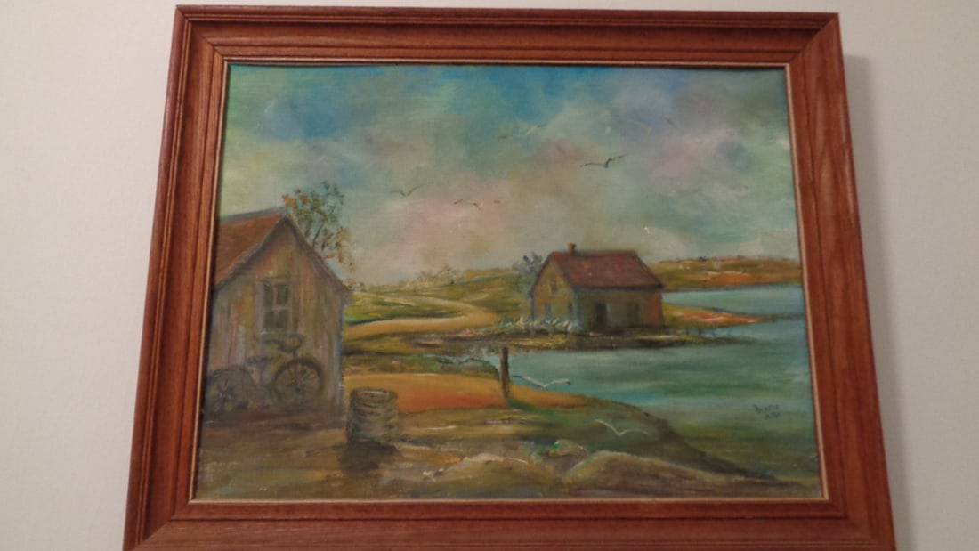 Painting on Board - Signed Jessie Mills: 27-1/2" x 21-1/2"