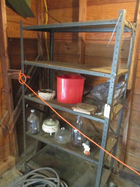 Metal 5 Shelf Unit with contents: 36" x 18" x 76"
